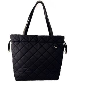 Michael Kors Black Quilted Tote Bag with Diamond Pattern
